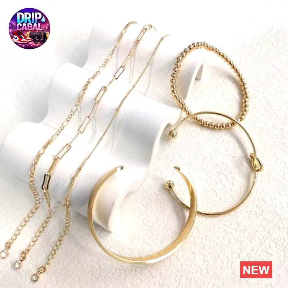 Gold Plated Bracelet Set Stackable Bangle Cuff La… - image 6